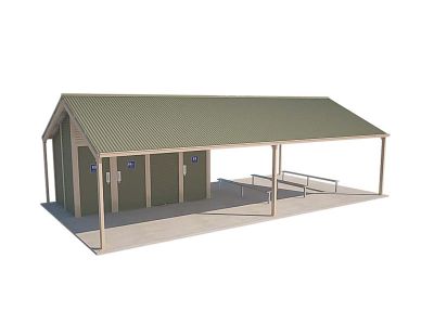 Olympus 3 Shelter Toilet Building with Paper Bark and Mangrove colour scheme